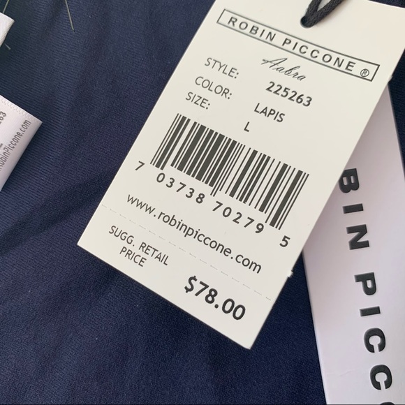 Robin Piccone Bikini Abba Key Hole Tassel Tie Botton Navy Print L NWT - Picture 7 of 10